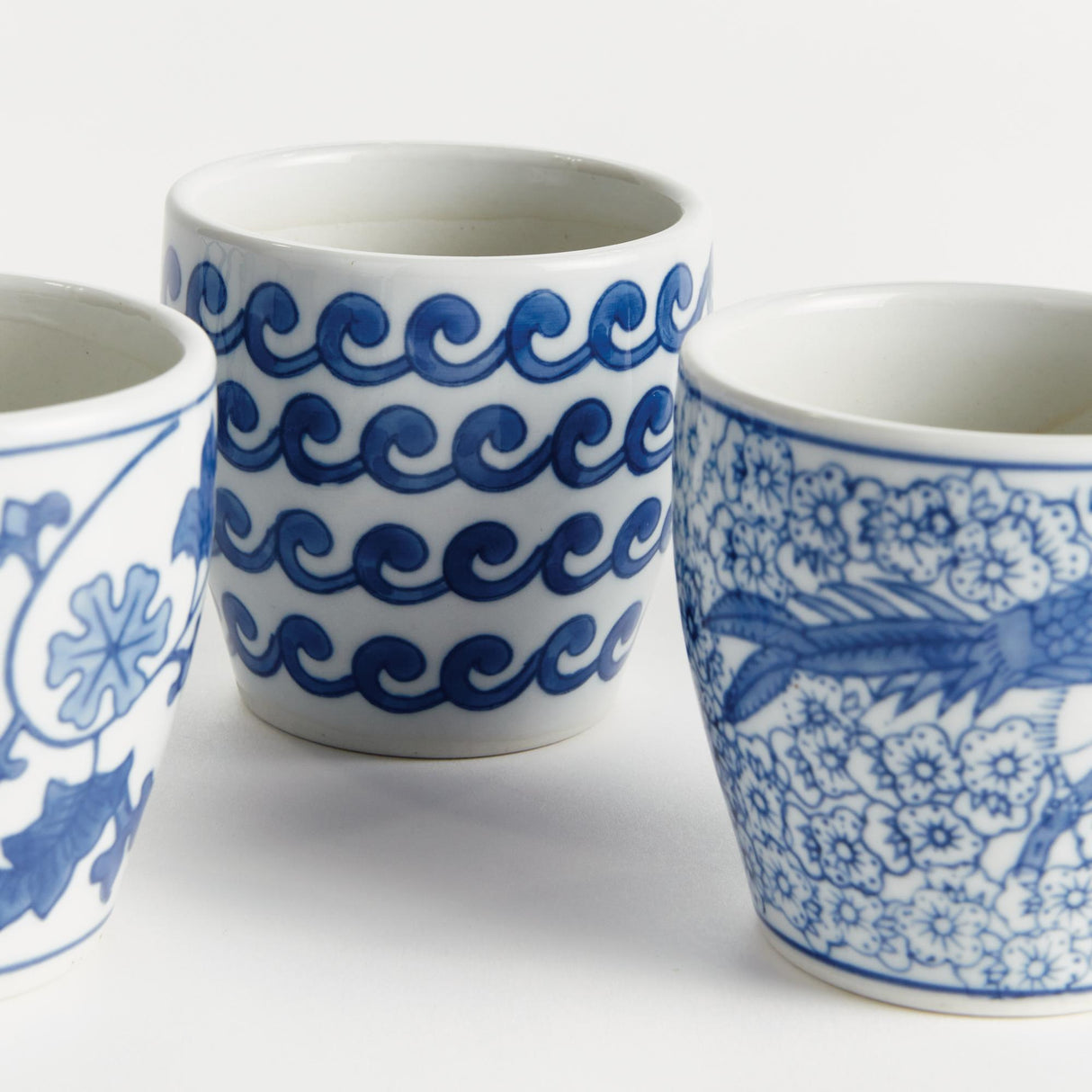 Napa Blue and white BARCLAY BUTERA DYNASTY MINI FLOWER POTS, SET OF 6