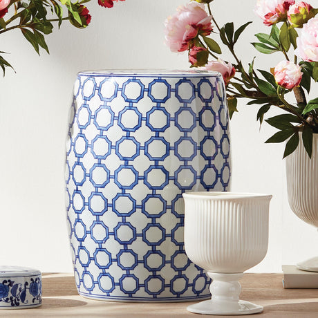 Napa Blue and white BARCLAY BUTERA DYNASTY LINK STOOL