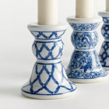 Napa Blue and white BARCLAY BUTERA DYNASTY MINI TAPER HOLDERS, SET OF 4