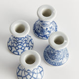 Napa Blue and white BARCLAY BUTERA DYNASTY MINI TAPER HOLDERS, SET OF 4