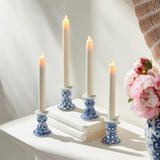 Napa Blue and white BARCLAY BUTERA DYNASTY MINI TAPER HOLDERS, SET OF 4