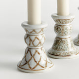 Napa Brown and white PROVINCE MINI TAPER HOLDERS, SET OF 4