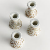 Napa Brown and white PROVINCE MINI TAPER HOLDERS, SET OF 4