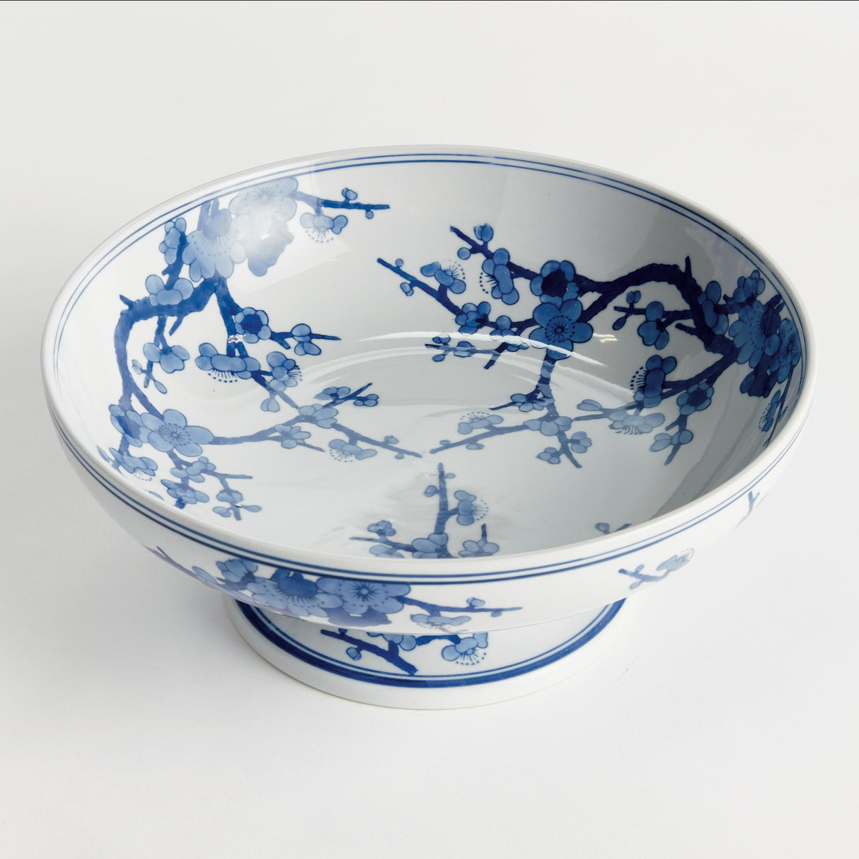 Napa Blue and white BARCLAY BUTERA DYNASTY EMPRESS DECORATIVE FOOTED BOWL