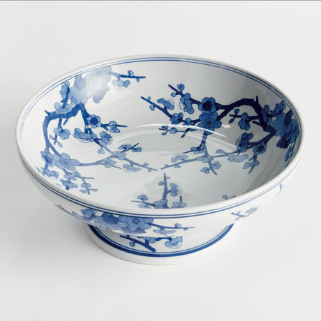 Napa Blue and white BARCLAY BUTERA DYNASTY EMPRESS DECORATIVE FOOTED BOWL