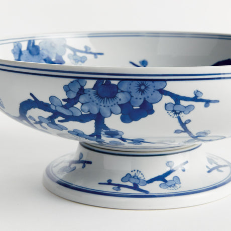 Napa Blue and white BARCLAY BUTERA DYNASTY EMPRESS DECORATIVE FOOTED BOWL