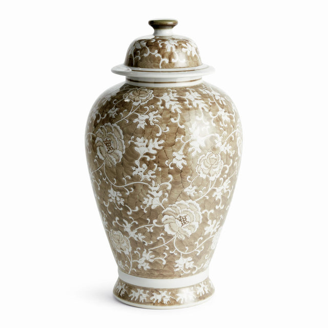 Napa Brown and white PROVINCE LOTUS LIDDED GINGER JAR