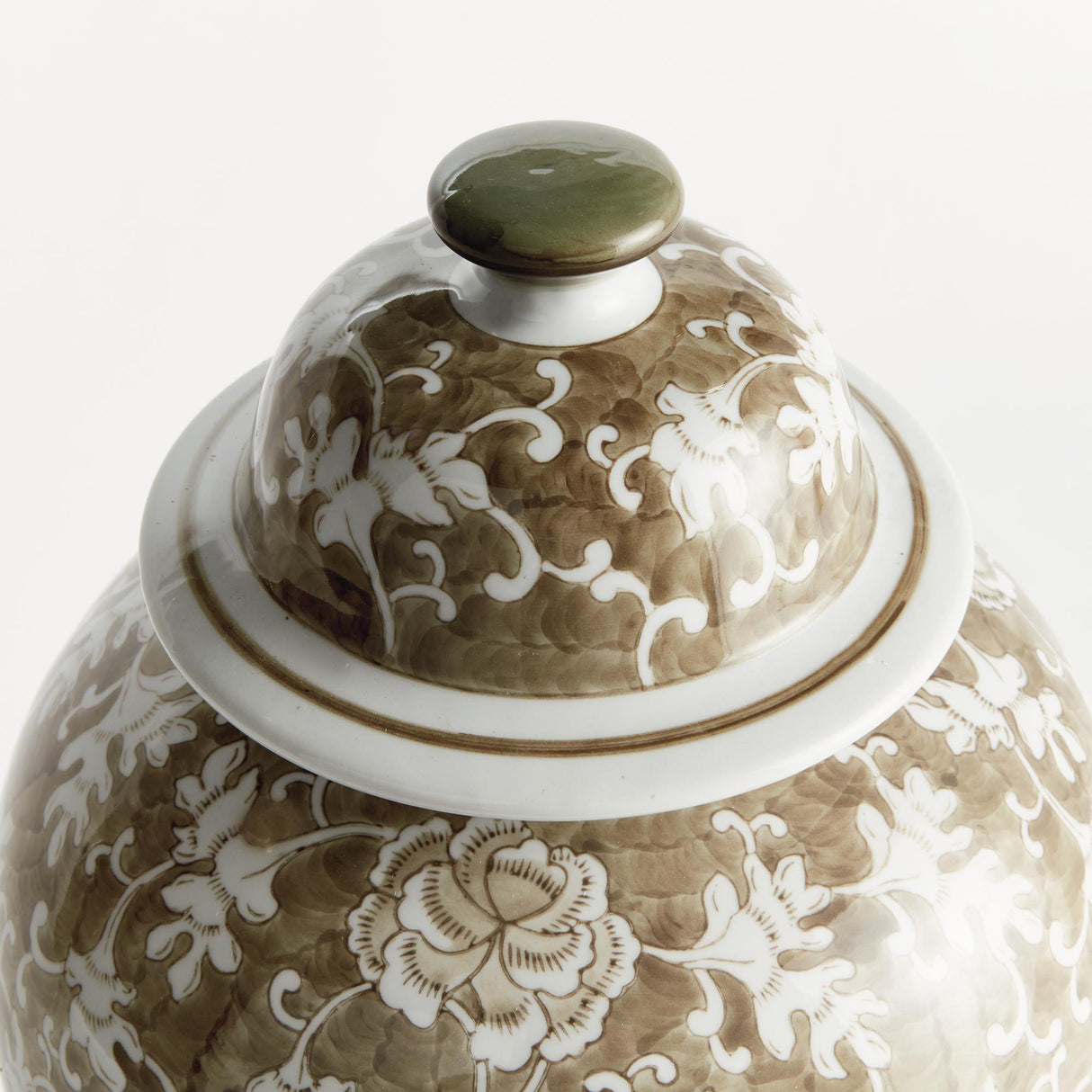 Napa Brown and white PROVINCE LOTUS LIDDED GINGER JAR