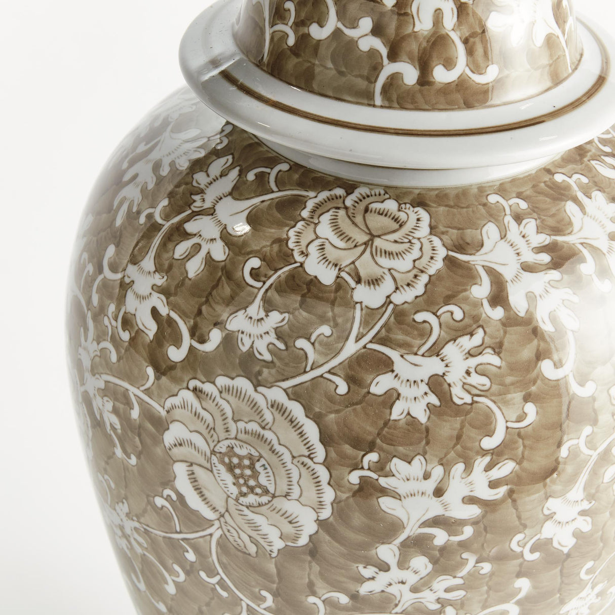 Napa Brown and white PROVINCE LOTUS LIDDED GINGER JAR