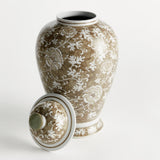 Napa Brown and white PROVINCE LOTUS LIDDED GINGER JAR