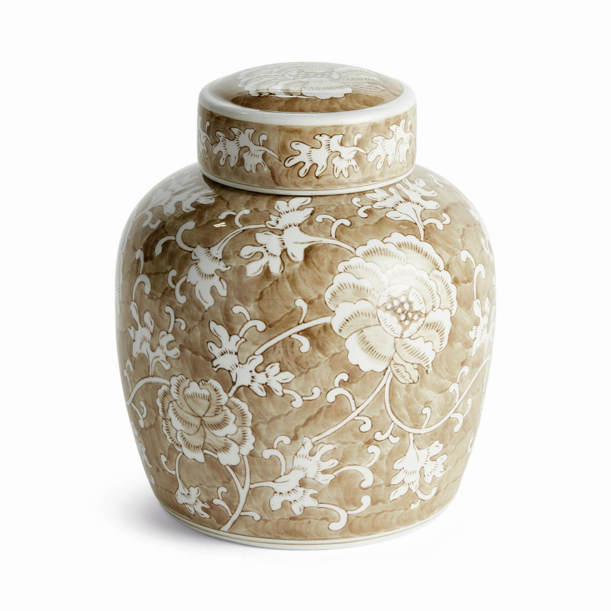 Napa Brown and white PROVINCE LOTUS LIDDED JAR