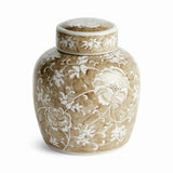 Napa Brown and white PROVINCE LOTUS LIDDED JAR