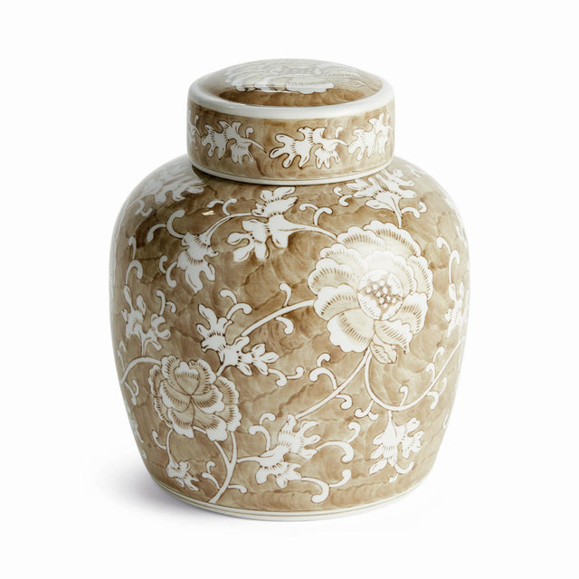 Napa Brown and white PROVINCE LOTUS LIDDED JAR