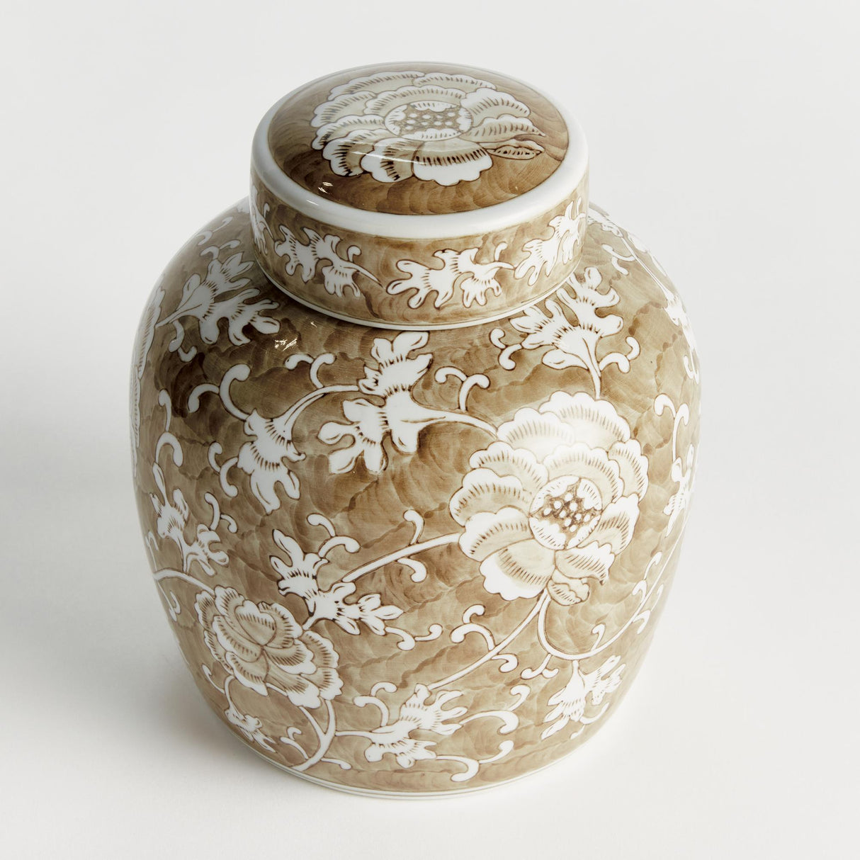 Napa Brown and white PROVINCE LOTUS LIDDED JAR