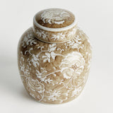 Napa Brown and white PROVINCE LOTUS LIDDED JAR