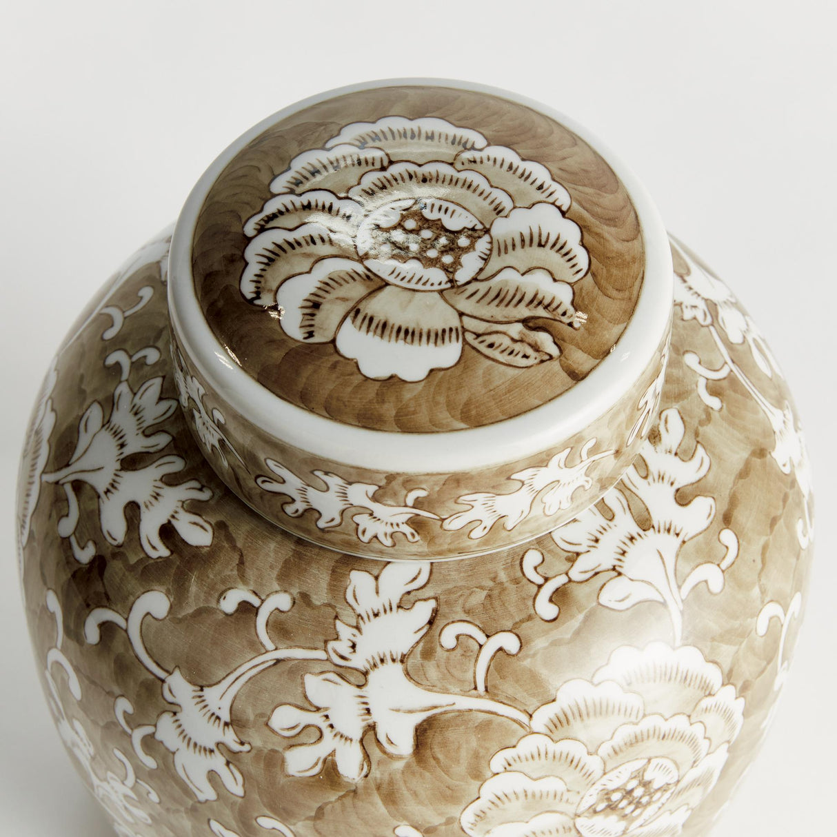 Napa Brown and white PROVINCE LOTUS LIDDED JAR