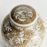 Napa Brown and white PROVINCE LOTUS LIDDED JAR
