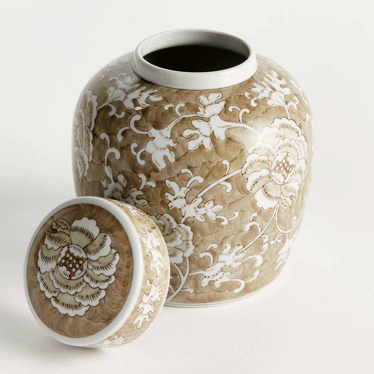 Napa Brown and white PROVINCE LOTUS LIDDED JAR