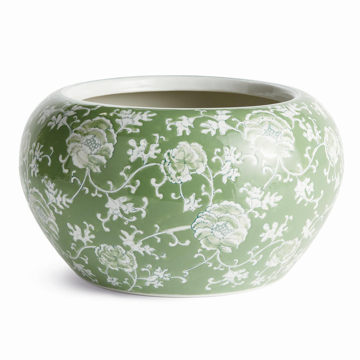 Napa Green and white IMPERIAL LOTUS PLANTER LARGE