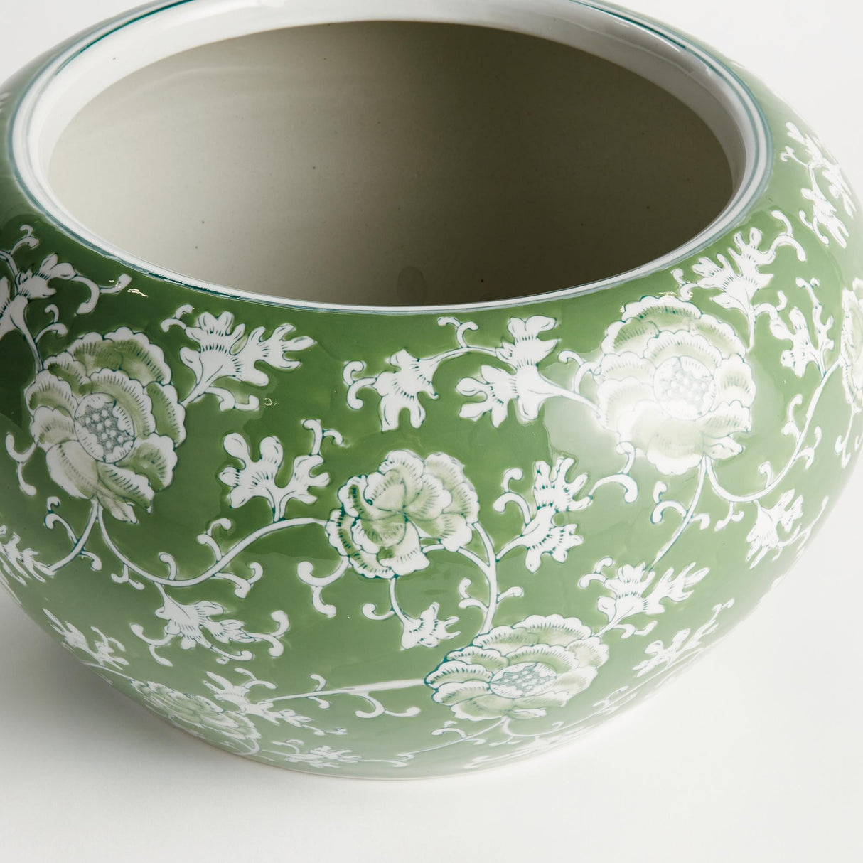 Napa Green and white IMPERIAL LOTUS PLANTER LARGE