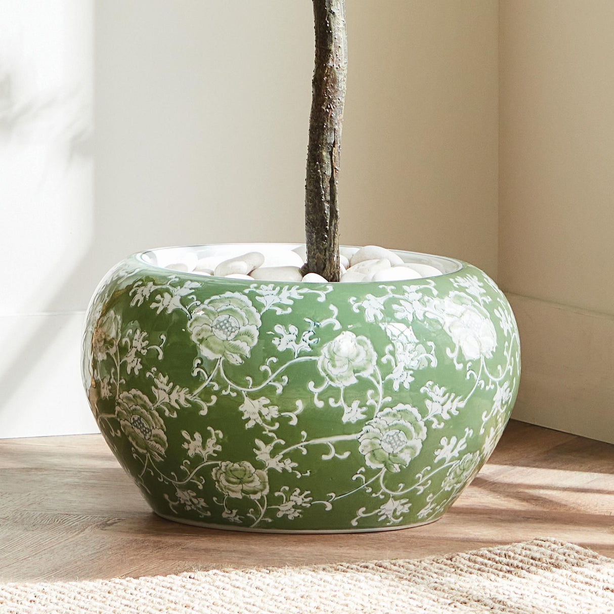 Napa Green and white IMPERIAL LOTUS PLANTER LARGE