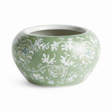 Napa Green and white IMPERIAL LOTUS PLANTER SMALL