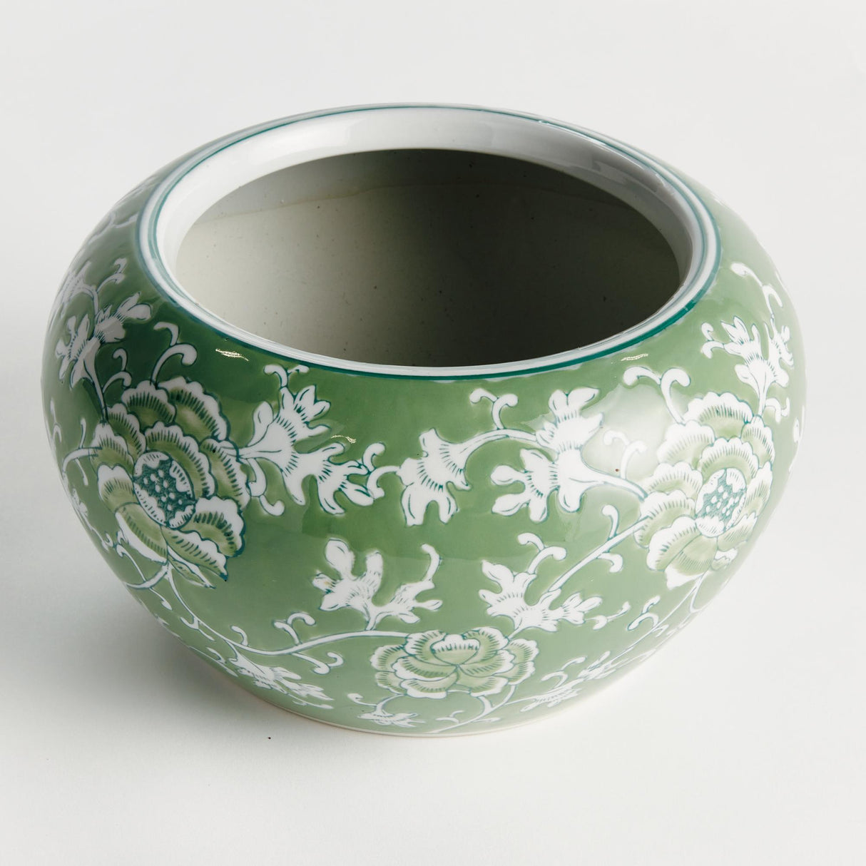 Napa Green and white IMPERIAL LOTUS PLANTER SMALL