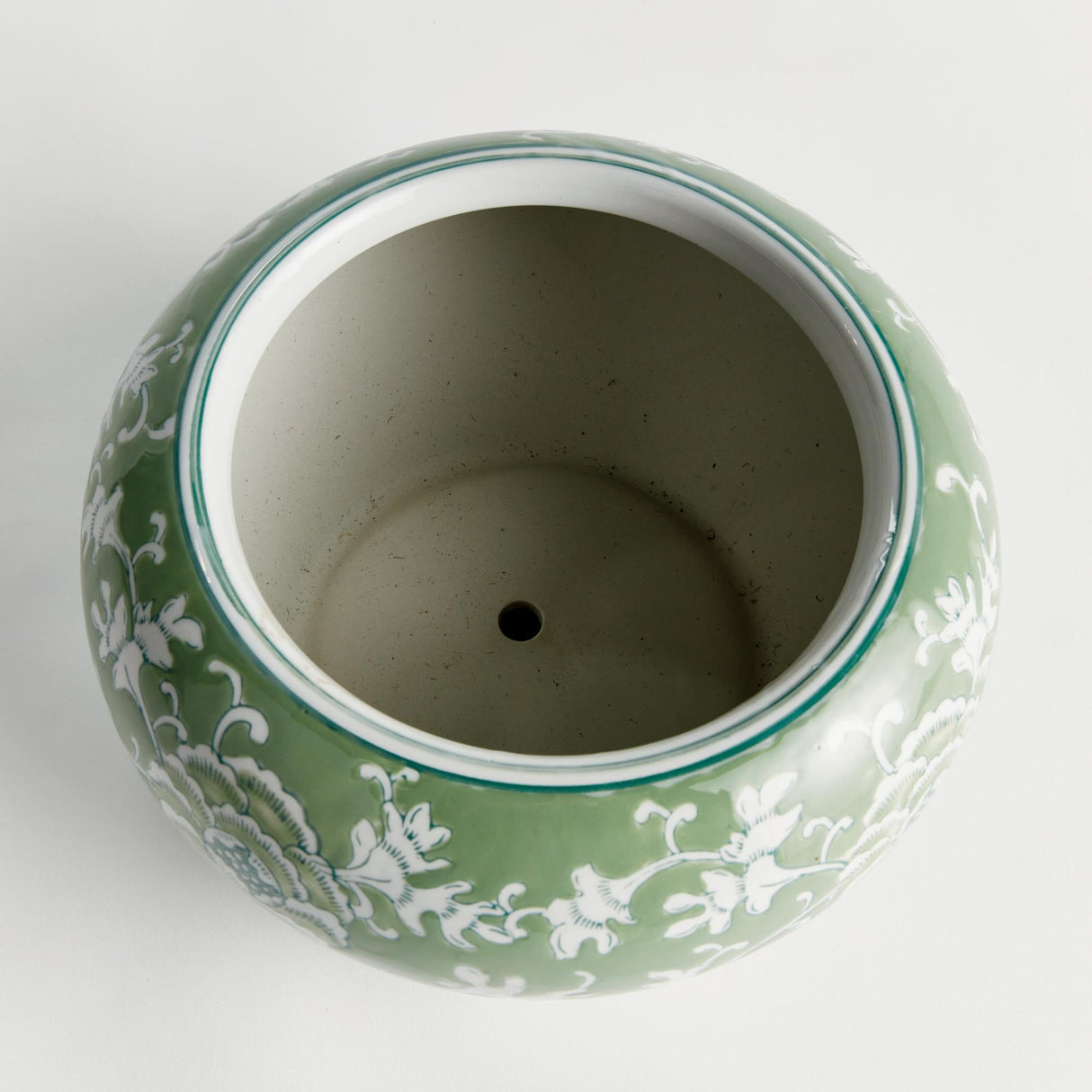 Napa Green and white IMPERIAL LOTUS PLANTER SMALL