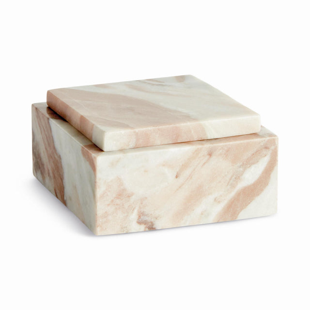 Napa Brown/white marble JAQUELINE SQUARE LIDDED BOX SHORT