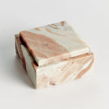 Napa Brown/white marble JAQUELINE SQUARE LIDDED BOX SHORT