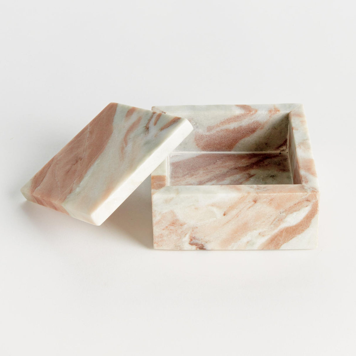 Napa Brown/white marble JAQUELINE SQUARE LIDDED BOX SHORT