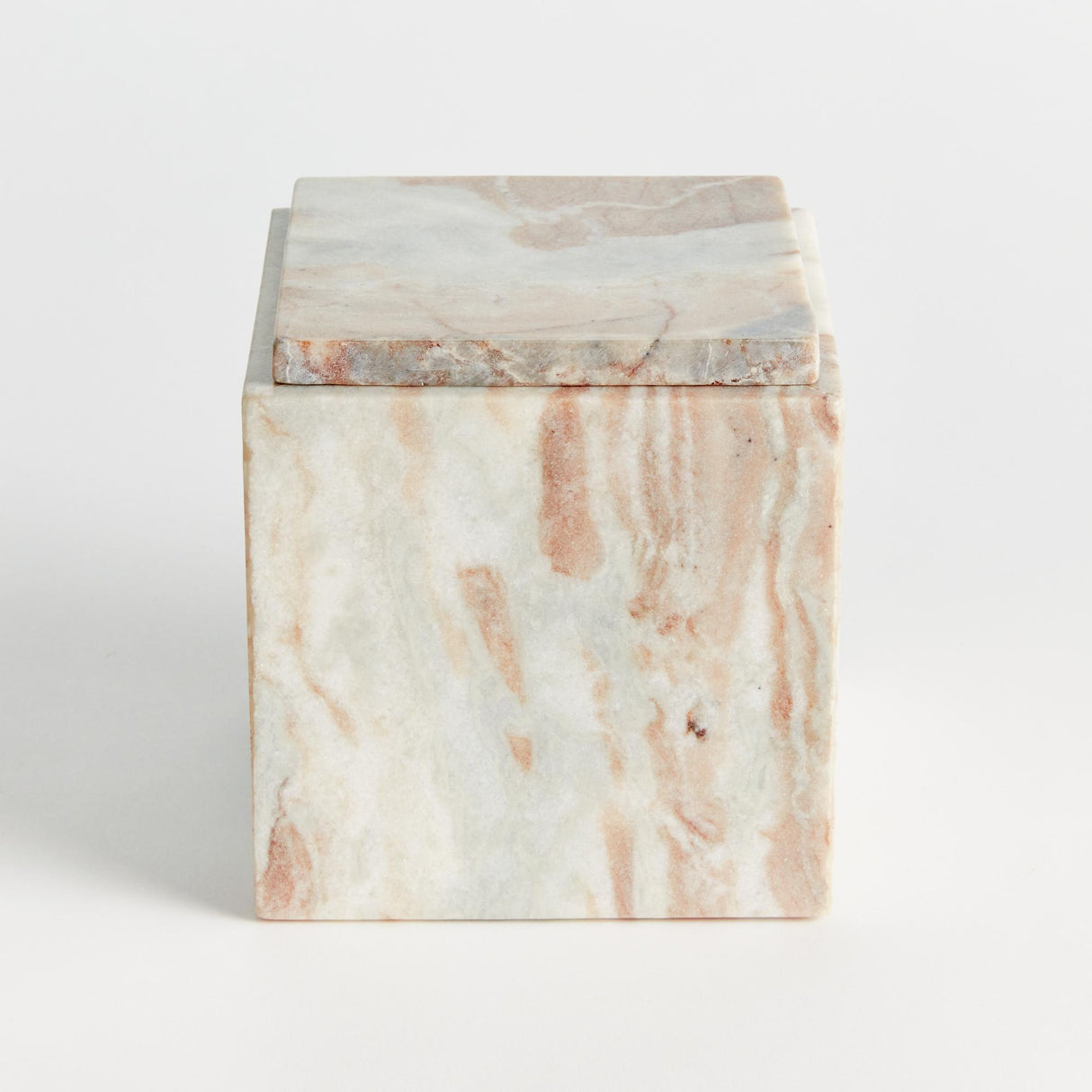 Napa Brown/white marble JAQUELINE SQUARE LIDDED BOX TALL