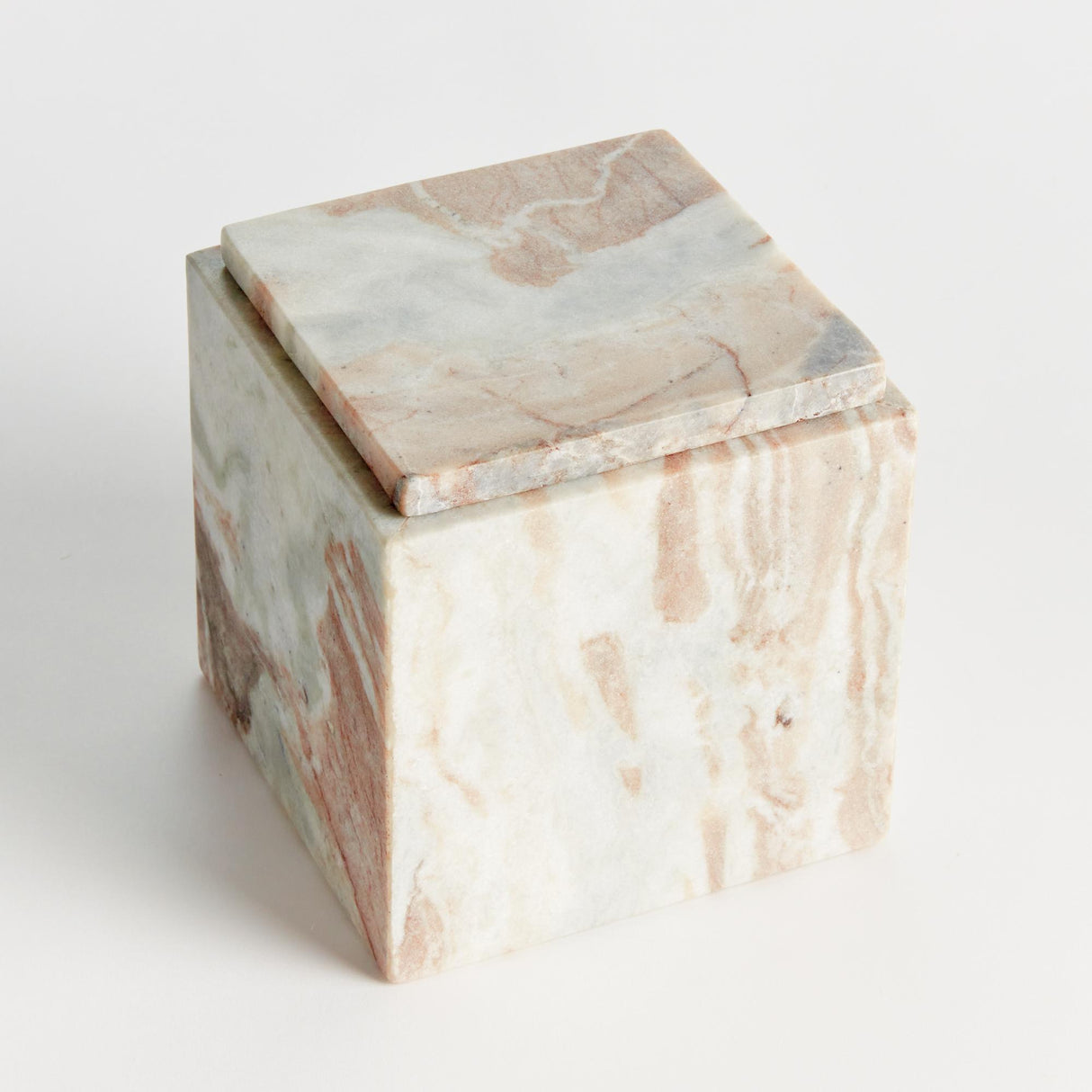 Napa Brown/white marble JAQUELINE SQUARE LIDDED BOX TALL