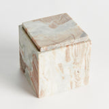 Napa Brown/white marble JAQUELINE SQUARE LIDDED BOX TALL