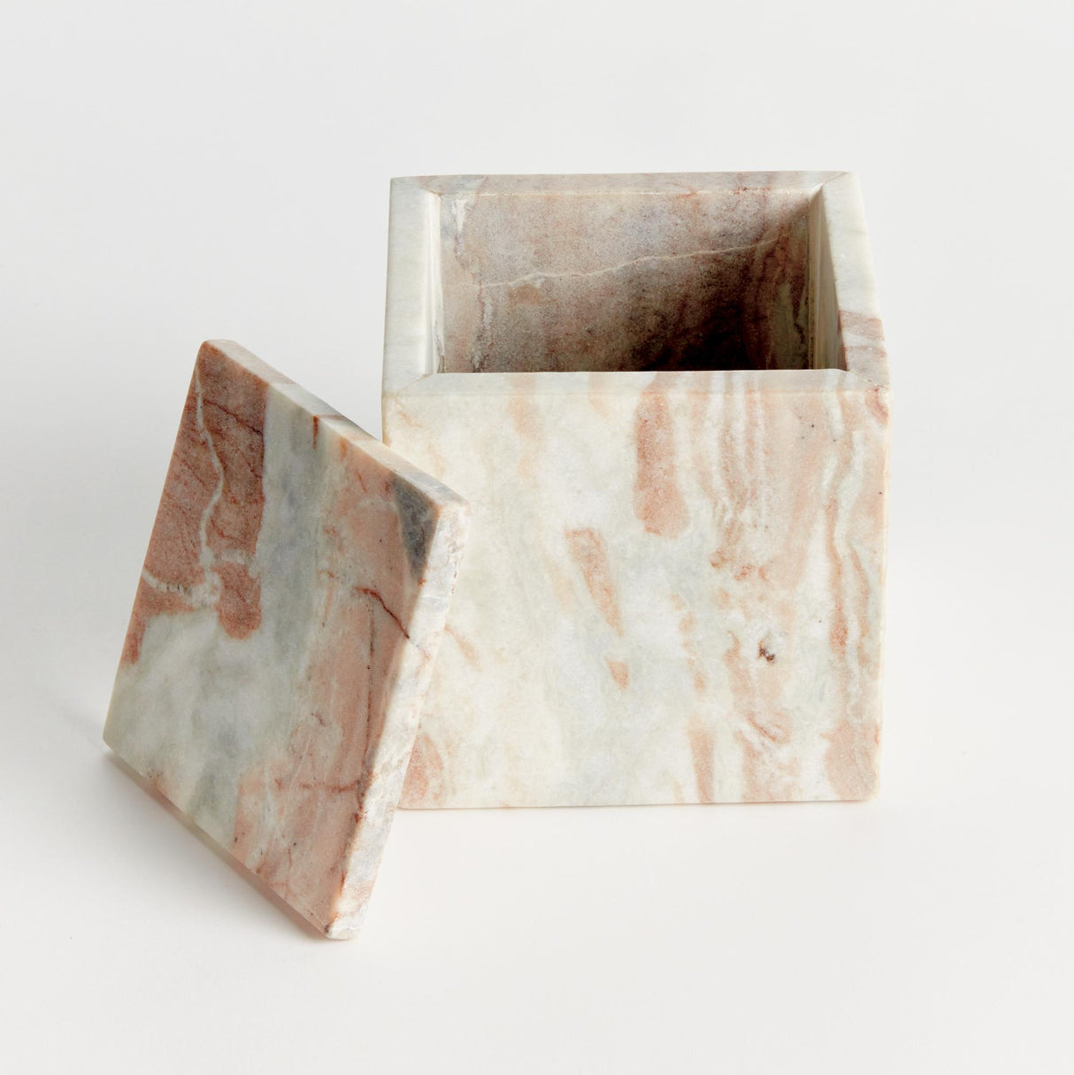 Napa Brown/white marble JAQUELINE SQUARE LIDDED BOX TALL