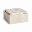 Napa Brown/white marble JAQUELINE SQUARE LIDDED BOX WIDE