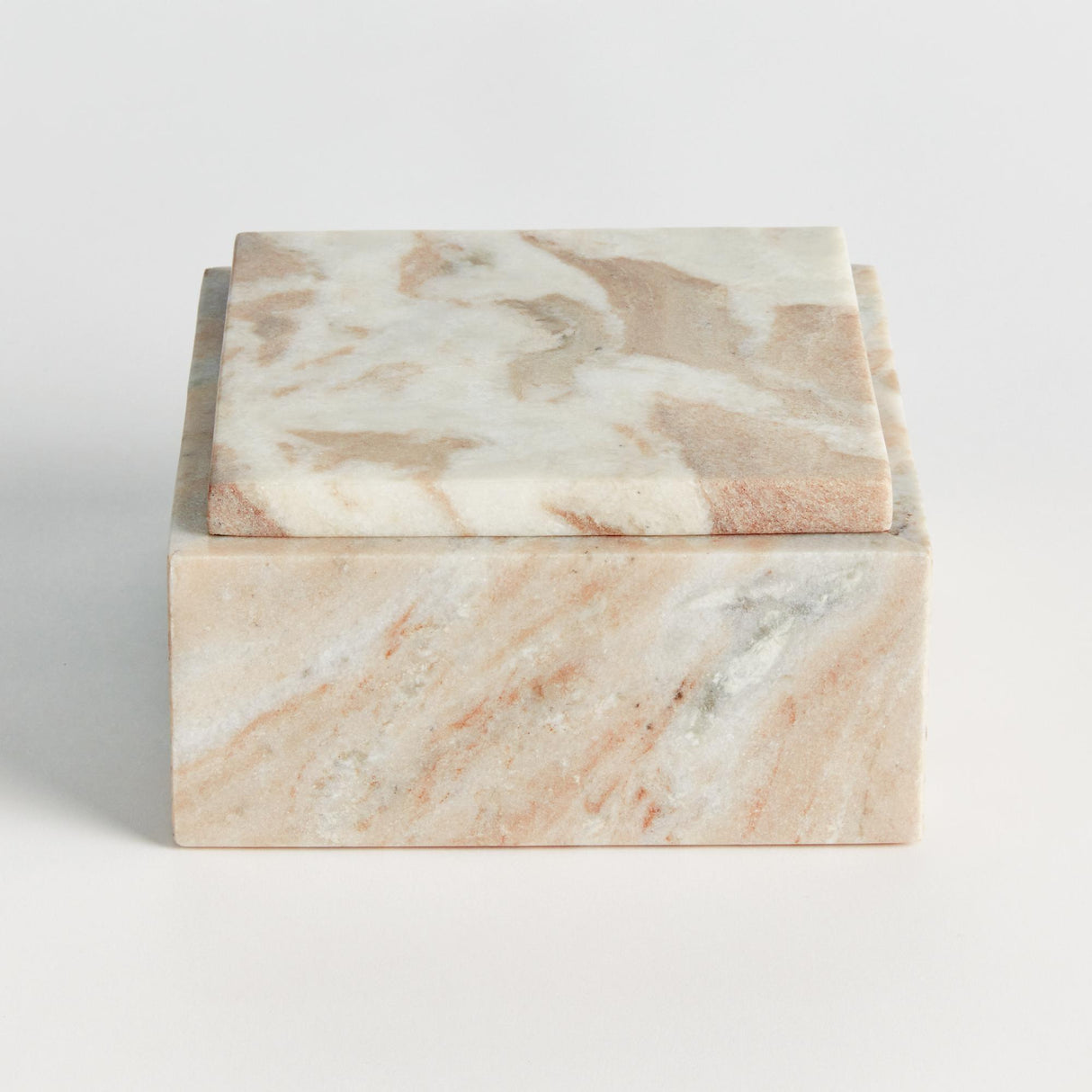 Napa Brown/white marble JAQUELINE SQUARE LIDDED BOX WIDE