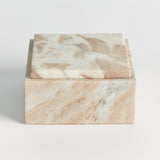 Napa Brown/white marble JAQUELINE SQUARE LIDDED BOX WIDE