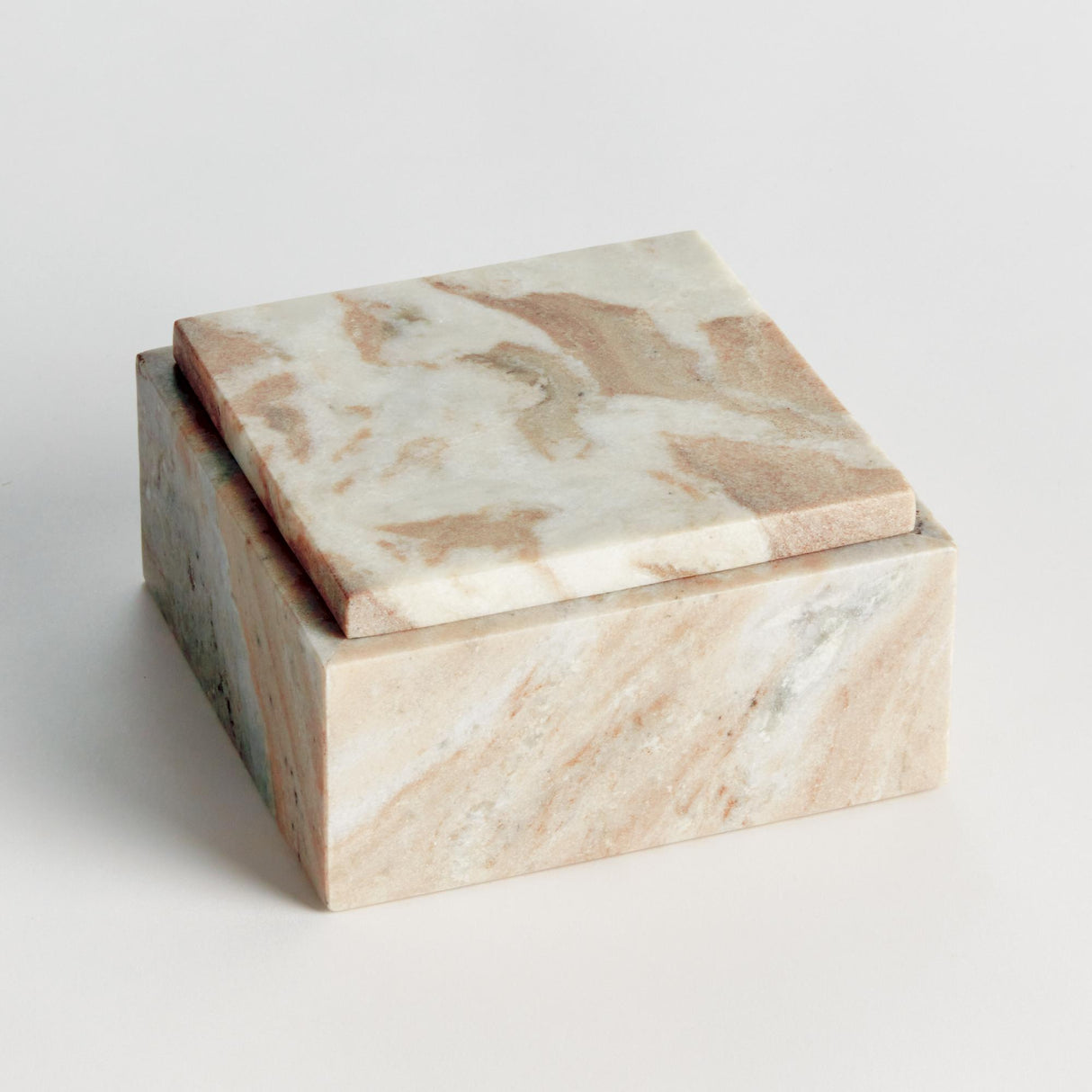 Napa Brown/white marble JAQUELINE SQUARE LIDDED BOX WIDE