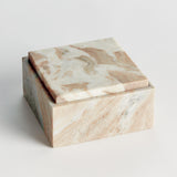 Napa Brown/white marble JAQUELINE SQUARE LIDDED BOX WIDE