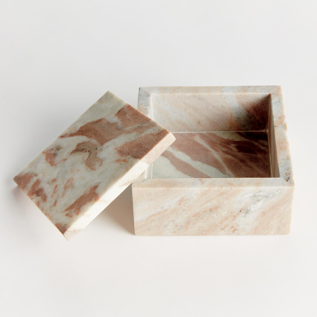 Napa Brown/white marble JAQUELINE SQUARE LIDDED BOX WIDE