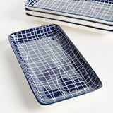 Napa Dark Blue/white STRIA 7" TRAYS, SET OF 4