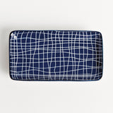 Napa Dark Blue/white STRIA 7" TRAYS, SET OF 4
