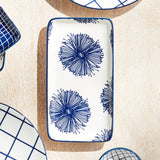 Napa Dark Blue/white STRIA STARBURST 8" TRAYS, SET OF 4