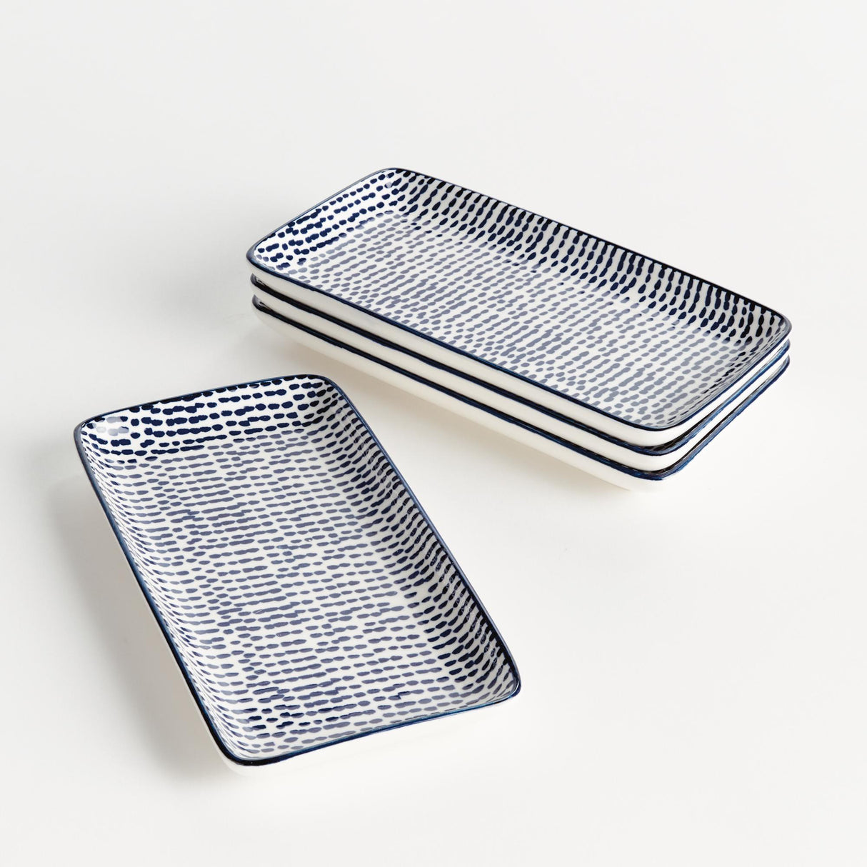 Napa Dark Blue/white STRIA SPECKLED 8" TRAYS, SET OF 4