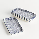 Napa Dark Blue/white STRIA SPECKLED 8" TRAYS, SET OF 4