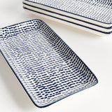 Napa Dark Blue/white STRIA SPECKLED 8" TRAYS, SET OF 4