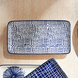 Napa Dark Blue/white STRIA SPECKLED 8" TRAYS, SET OF 4