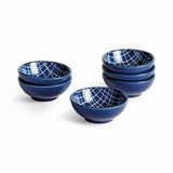 Napa Dark Blue/white STRIA WEAVES DIP BOWLS, SET OF 6