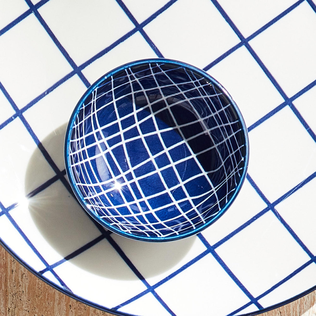 Napa Dark Blue/white STRIA WEAVES DIP BOWLS, SET OF 6